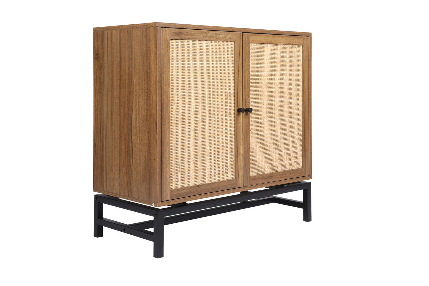 Natural rattan，2 door cabinet，with 1 Adjustable Inner Shelves，rattan，Accent Storage Cabinet