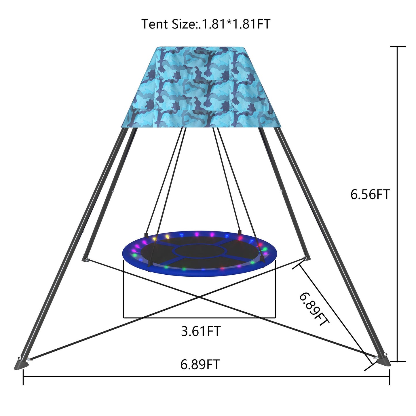 Nest Swing Stand with OXFORD Tent and Nest Swing and LED Strips