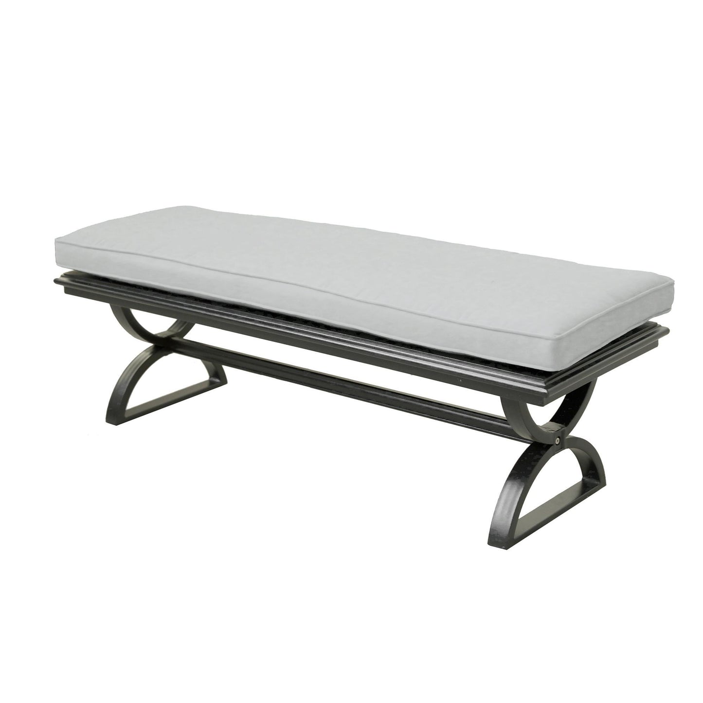 Outdoor Aluminum Dining Bench with Cushion, Espresso Brown/Cast Silver