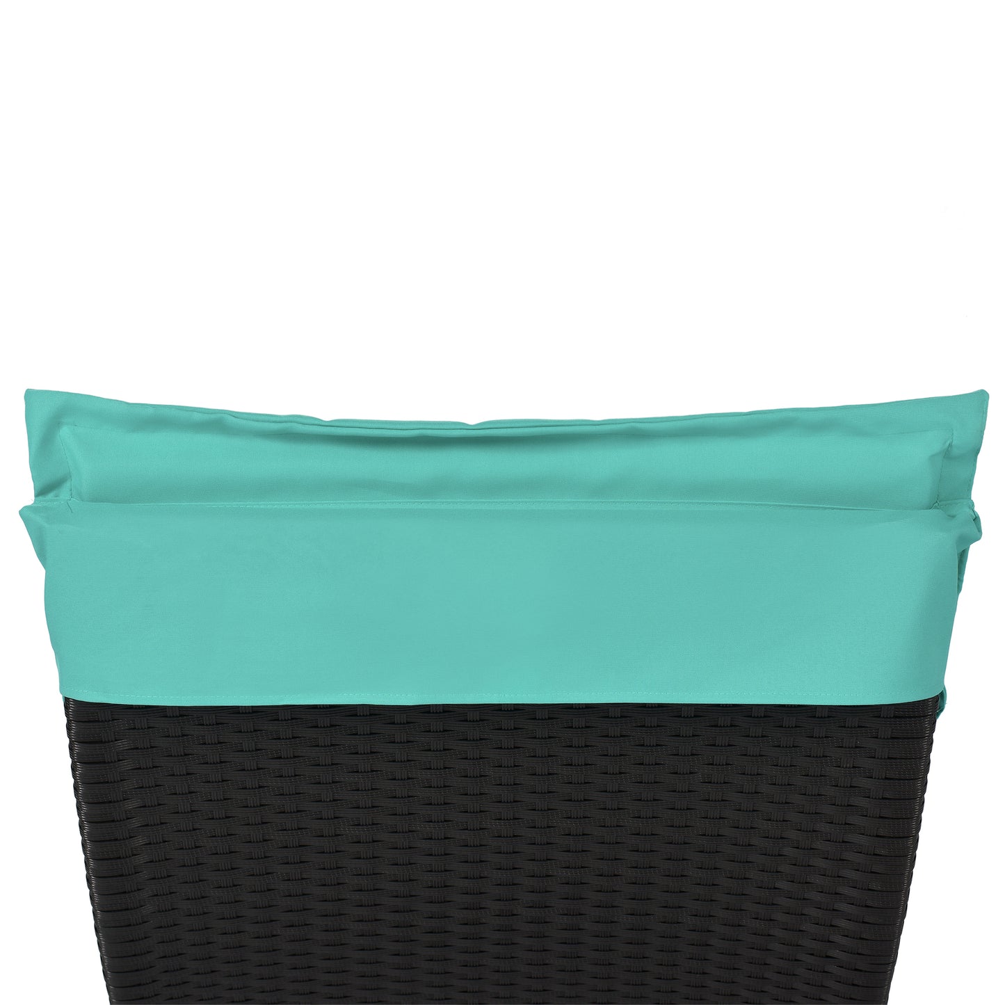 GO Patio Wicker Sun Lounger, PE Rattan Foldable Chaise Lounger with Removable Cushion and Bolster Pillow, Black Wicker and Turquoise Cushion (2 sets)