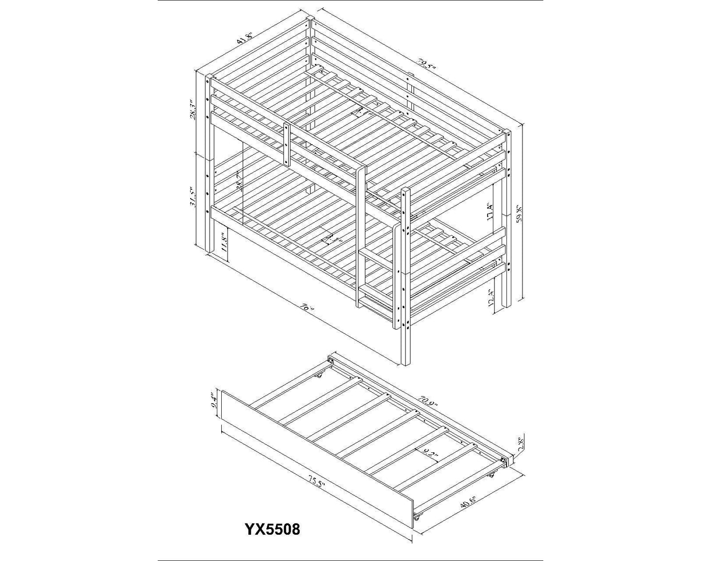 TWIN BUNKBED WITH TRUNDLE