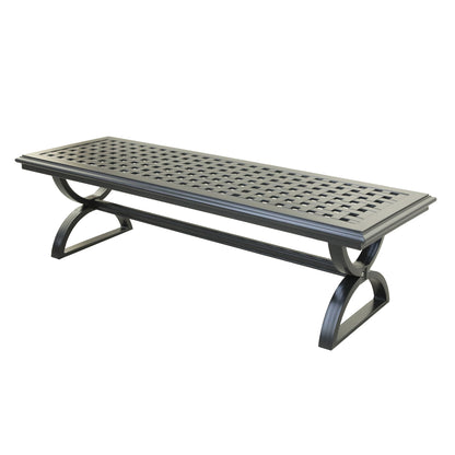 Outdoor Aluminum Bench with Cushion, Espresso Brown/Canvas Taupe