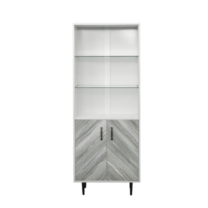 Cabinet with 2 Doors &3 open shelves Modern, Freestanding Sideboard Storage Cabinet Entryway Floor buffet storage for Living Room Office Bedroom