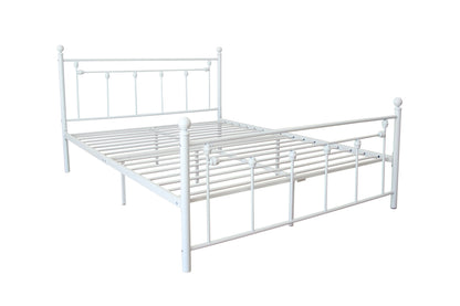 Full Size Metal Bed Frame with Headboard and Footboard (White)