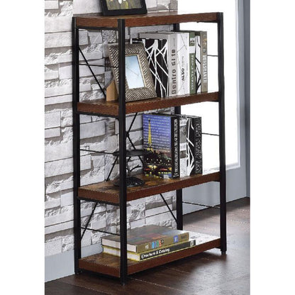 ACME Bob Bookshelf in Weathered Oak & Black 92399