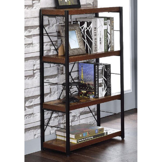 ACME Bob Bookshelf in Weathered Oak & Black 92399