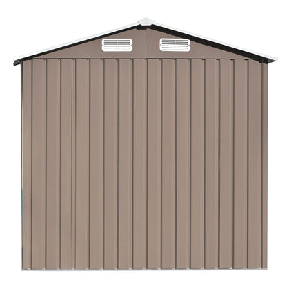 TOPMAX Patio 6ft x4ft Bike Shed Garden Shed, Metal Storage Shed with Lockable Door, Tool Cabinet with Vents and Foundation for Backyard, Lawn, Garden, Brown