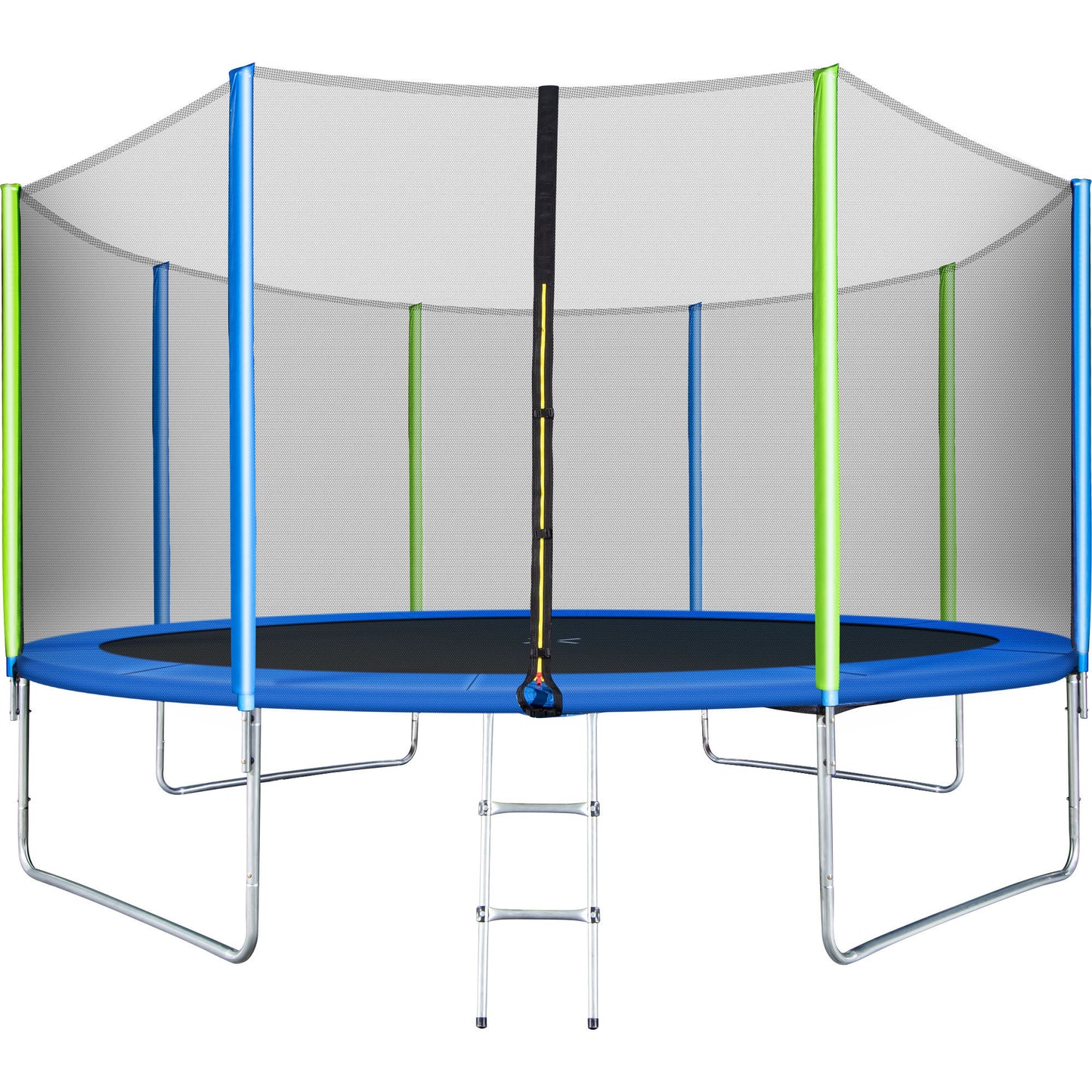 14FT Trampoline for Kids with Safety Enclosure Net, Ladder and 8 Wind Stakes, Round Outdoor Recreational Trampoline