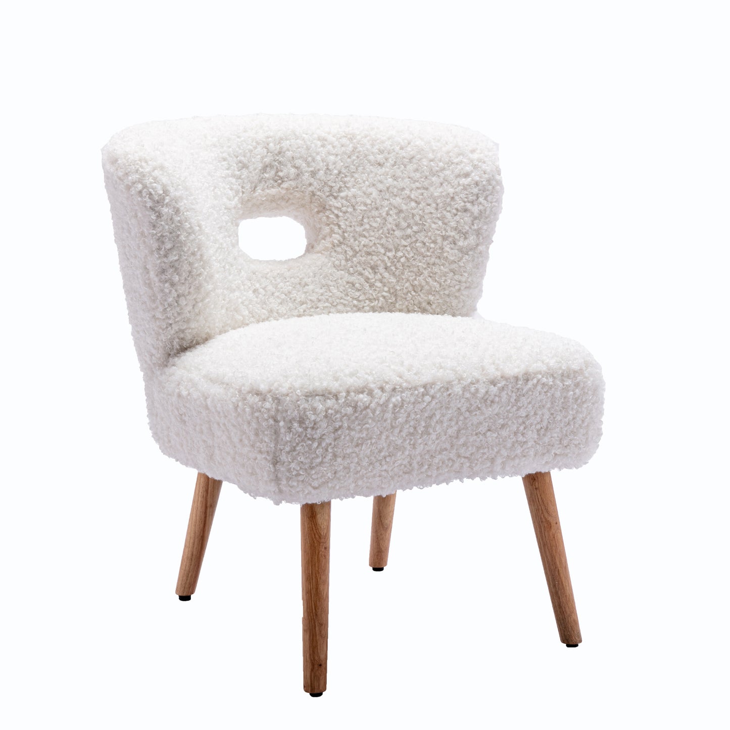 HengMing Accent Chair Lambskin Sherpa Upholstery Open Back Chair for Living Room Bedroom/White