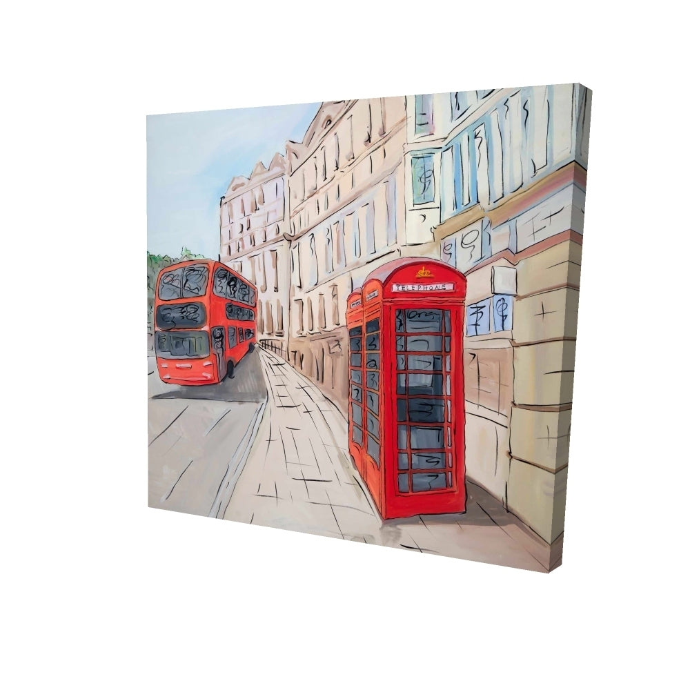 London bus and telephone booth  - 12x12 Print on canvas