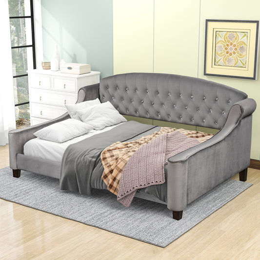 Modern Luxury Tufted Button Daybed,Full,Gray