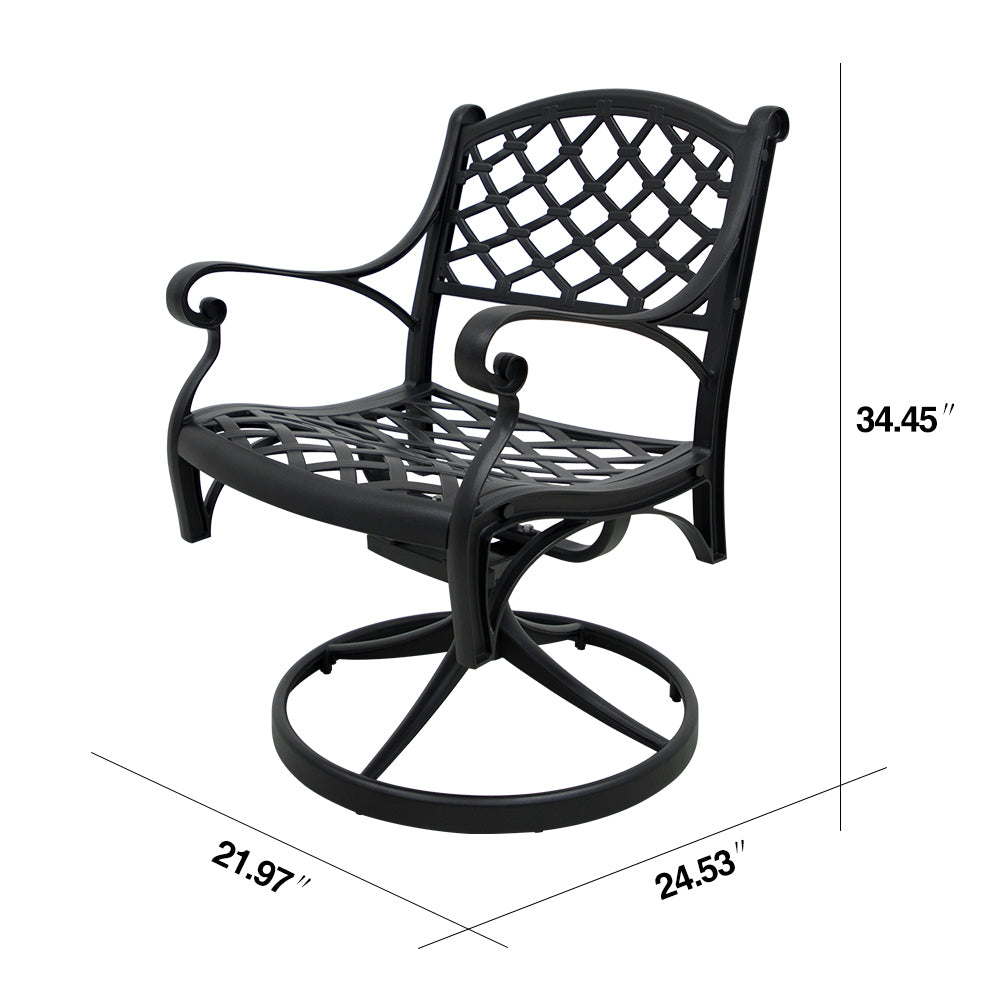 Outdoor cast aluminum patio swivel chair - Set of 1