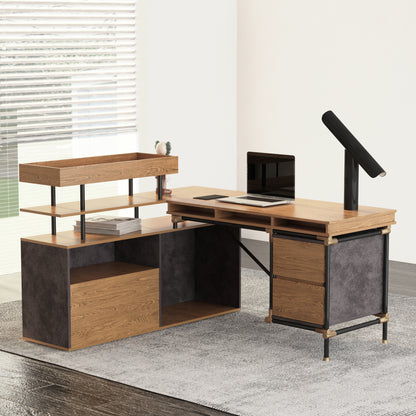 Retro wooden desk natural color