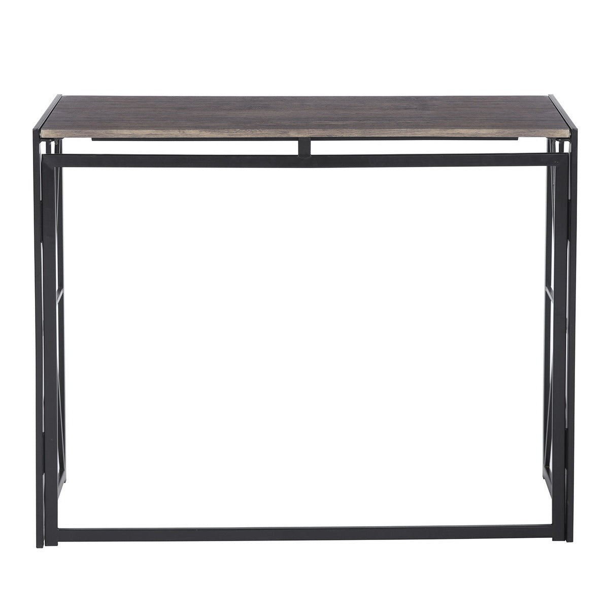 39.4" L Foldable Computer Desk, Console Table - WALNUT & BLACK