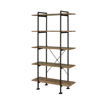 ACME Nefo Bookcase in Rustic Oak & Black Finish OF00172