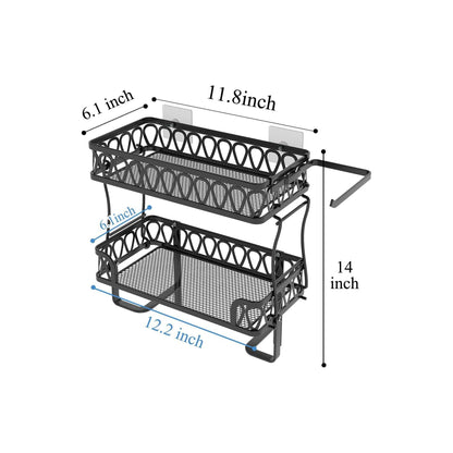 Stacking Shower Caddy Shelf Toilet Rack 2 Layer Bathroom Organizer Metal Storage Shelfl Black