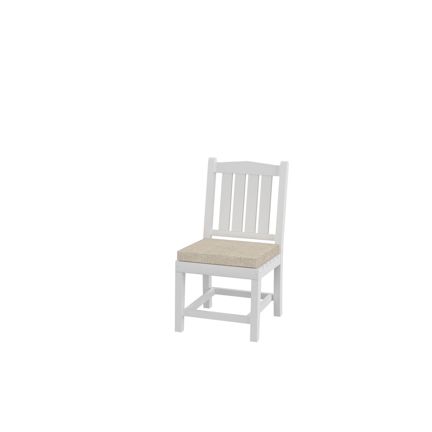 HDPE Dining Chair, White, With Cushion, No Armrest, Set of 2