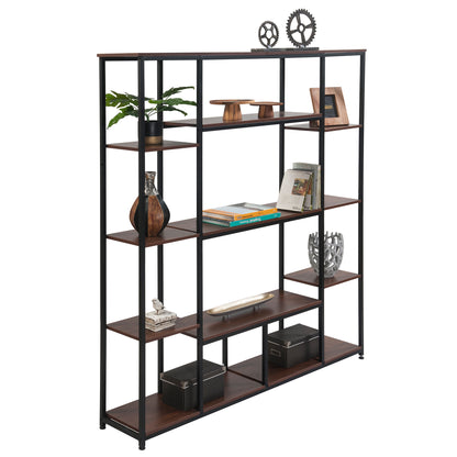 [VIDEO] Bookcase and Bookshelf, Home Office 5 Tier Bookshelf, Open Freestanding Storage Shelf with Metal Frame, Brown