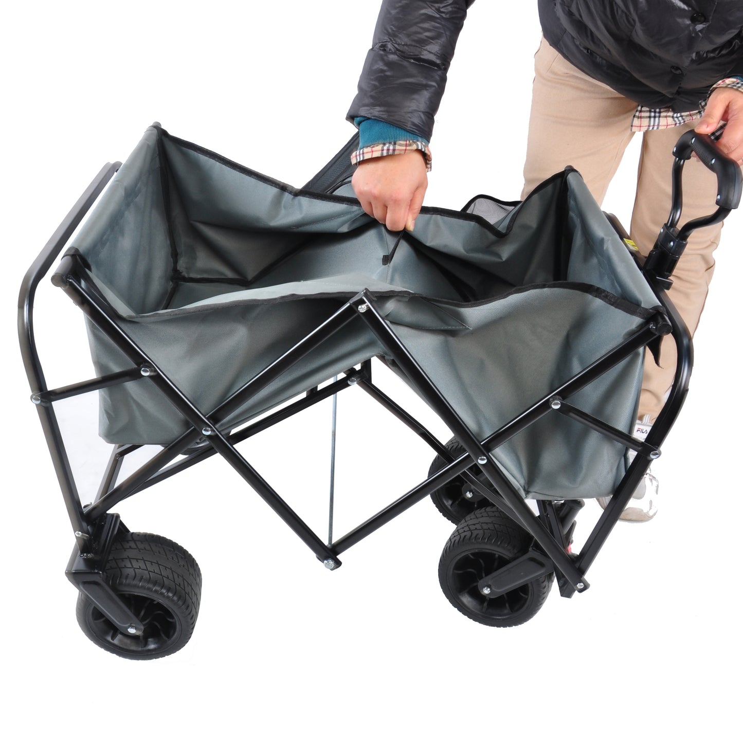 Folding Wagon Garden Shopping Beach Cart (grey)