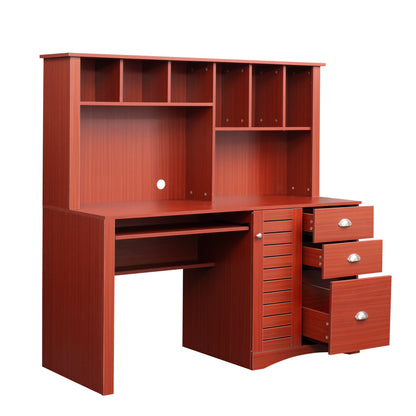 Home Office Computer Desk with Hutch,Teak