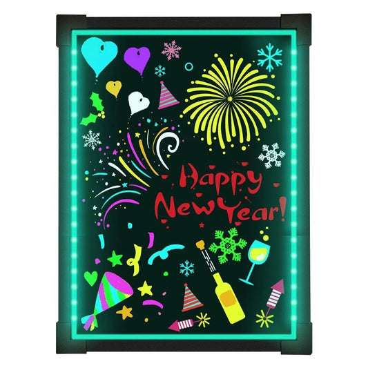 LED Message Sign Board- Erasable Writing Drawing Neon Sign with 8 Colorful Markers - Perfect for Children, Back to School, Home, Office, Restaurants, Bar, Holiday Celebration Gift,Various Size