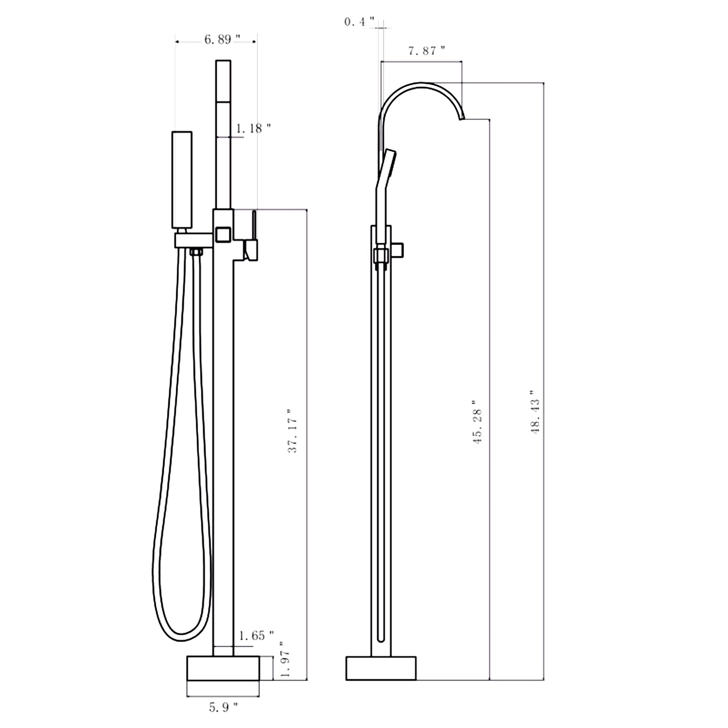 Single Handle Floor Mounted Clawfoot Tub Faucet with Hand shower