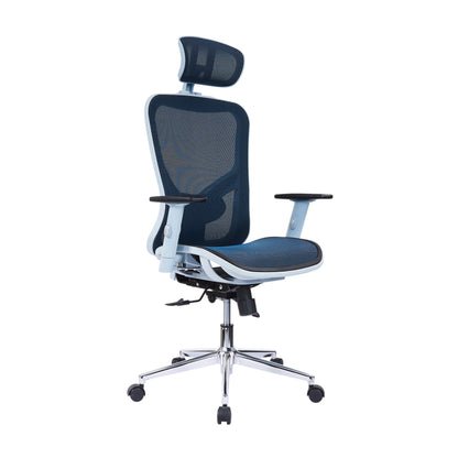 Techni Mobili High Back Executive Mesh Office Chair with Arms, Headrest and Lumbar Support, Blue