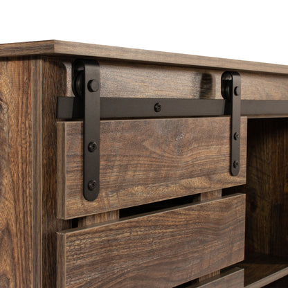 de Cabinet Buffet Sideboard with Sliding Barn Door and Interior Shelves,Espresso