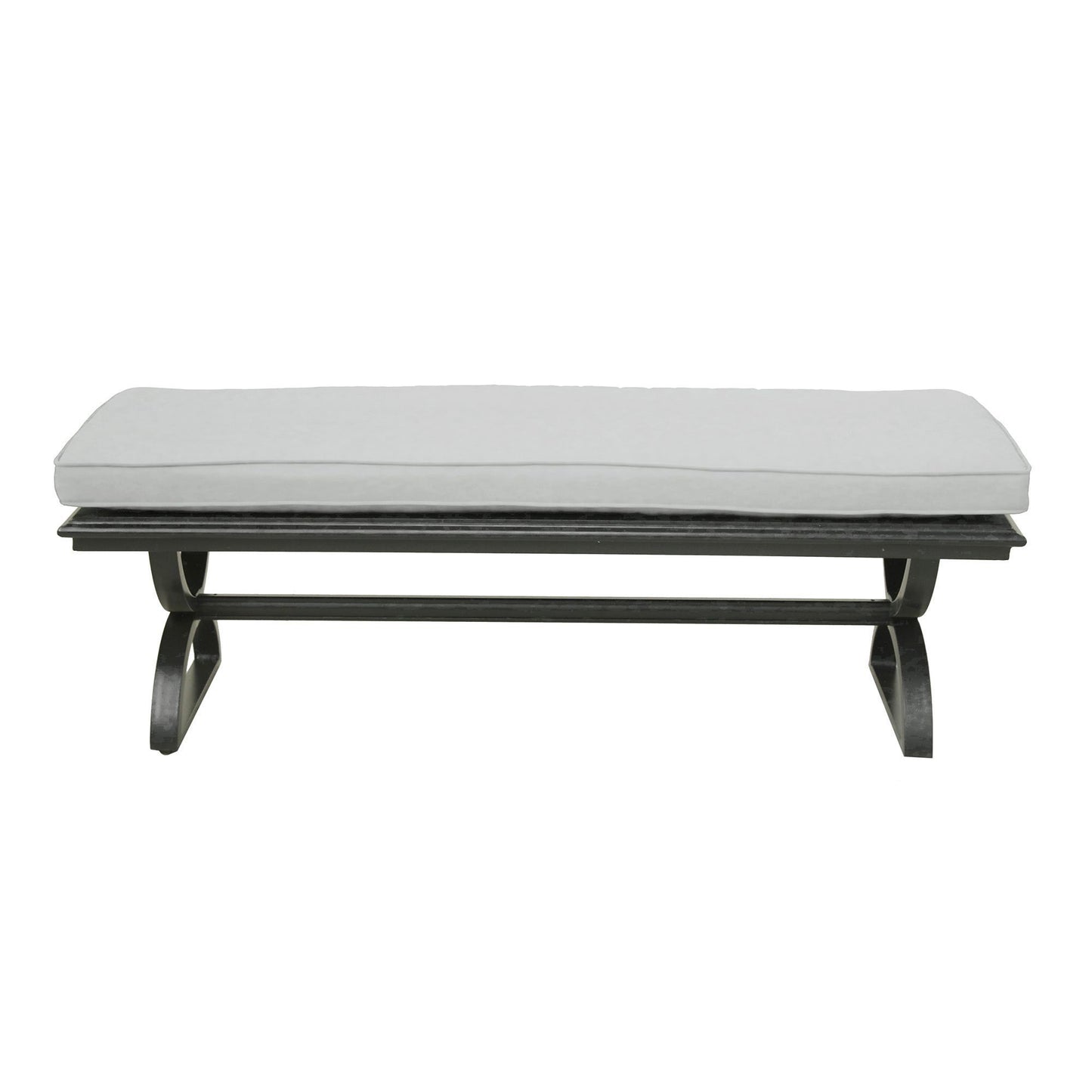 Outdoor Aluminum Dining Bench with Cushion, Espresso Brown/Cast Silver