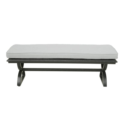 Outdoor Aluminum Dining Bench with Cushion, Espresso Brown/Cast Silver