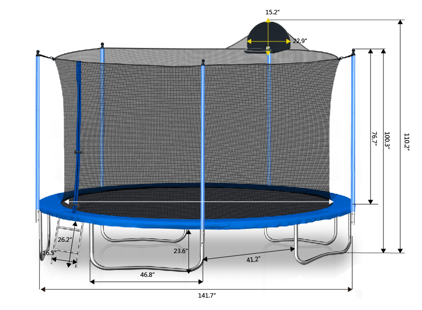 12FT TRAMPOLINE WITH BOARD,METAL,BOARD