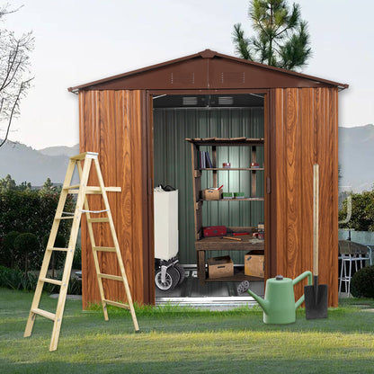 6ft x 6ft Outdoor Metal Storage Shed with Metal Floor Base