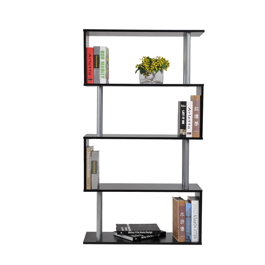 4-Tier Geometric Bookcase, Black