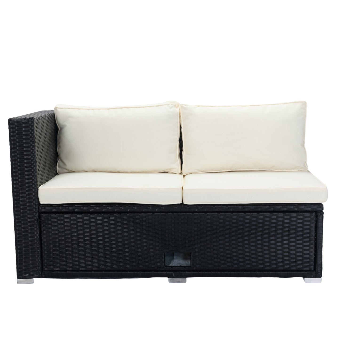 8 Piece Patio Sectional Wicker Rattan Outdoor Furniture Sofa Set with One Storage Box Under Seat and Cushion Box