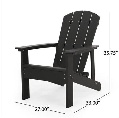 Classic Black Outdoor Solid Wood Adirondack Lounge Seat No Cup Holder