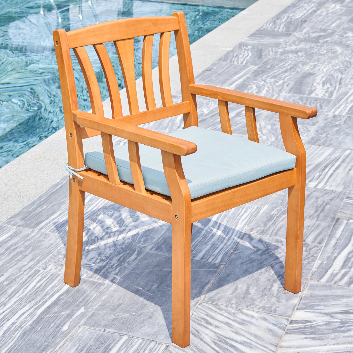 Kapalua Honey Nautical Outdoor Eucalyptus  Wooden Dining Chair