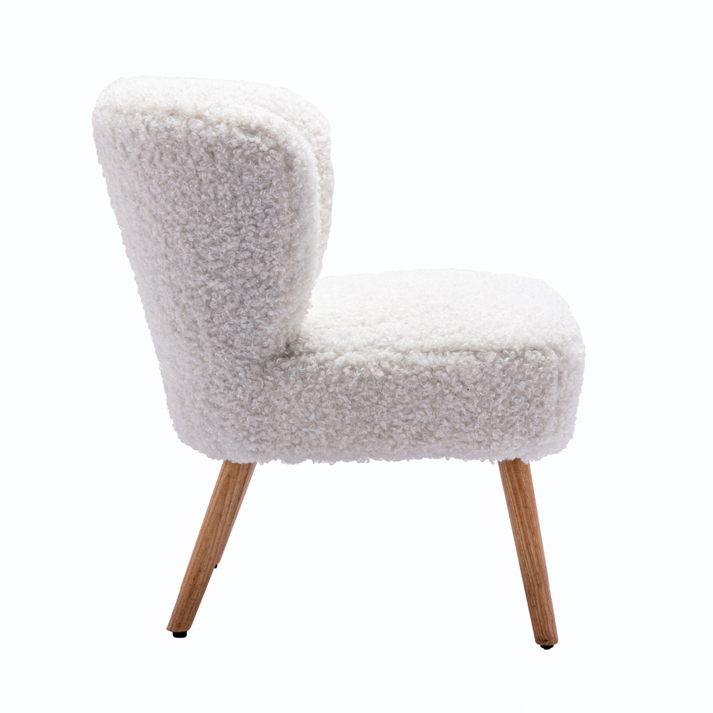 HengMing Accent Chair Lambskin Sherpa Upholstery Open Back Chair for Living Room Bedroom/White