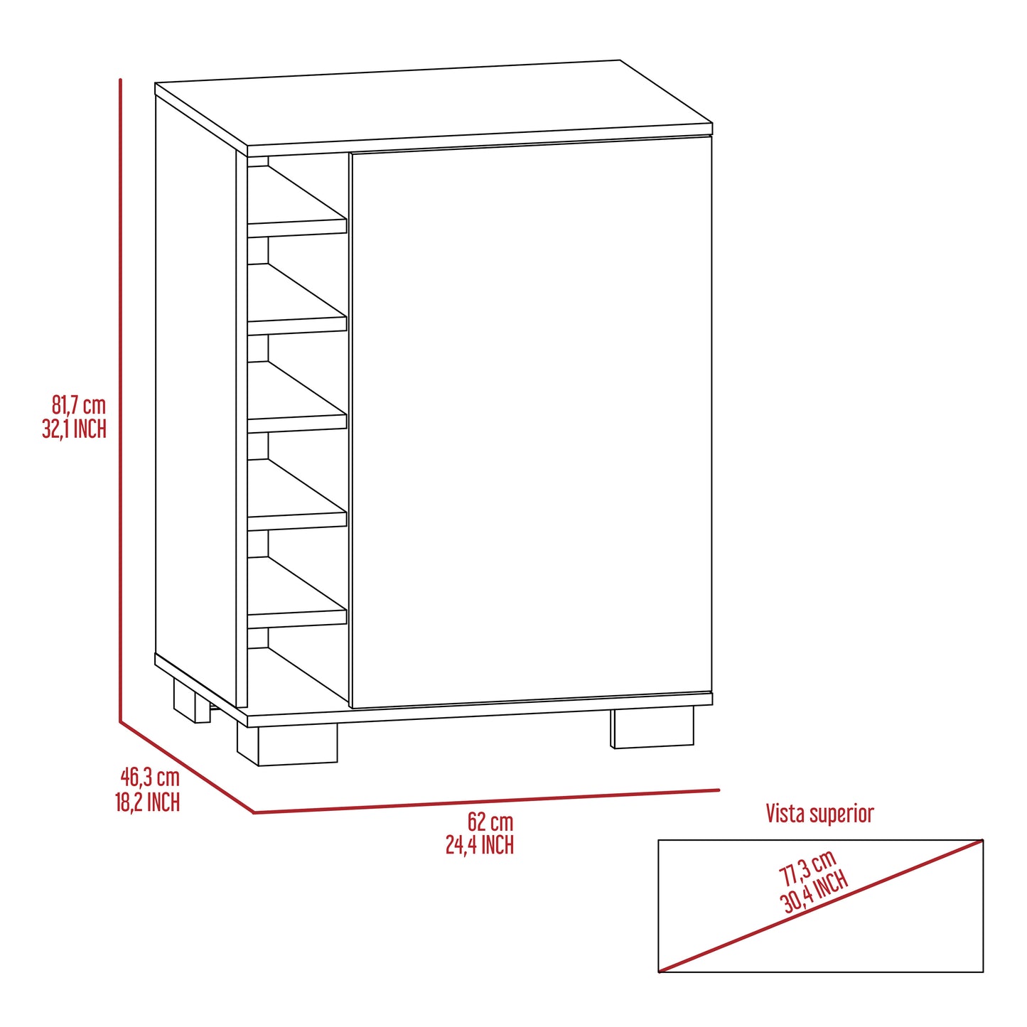 Rockland 6-Bottle Rectangle Bar Cart Light Grey