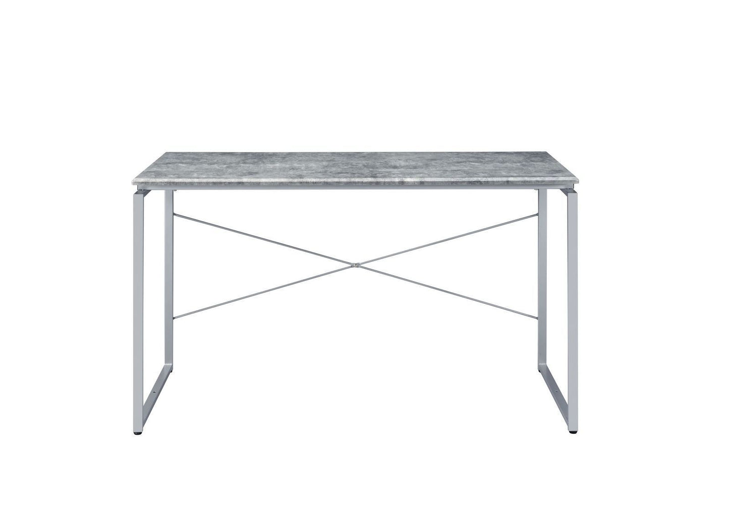 ACME Jurgen Desk, Faux Concrete & Silver 92905