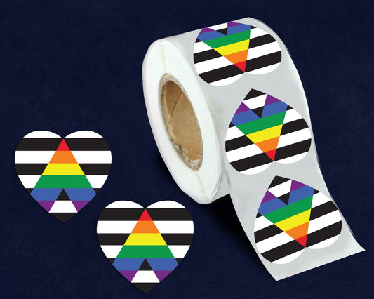 Roll Straight Ally Allies LGBTQ Gay Pride Heart Stickers (250 per Roll) by Fundraising For A Cause