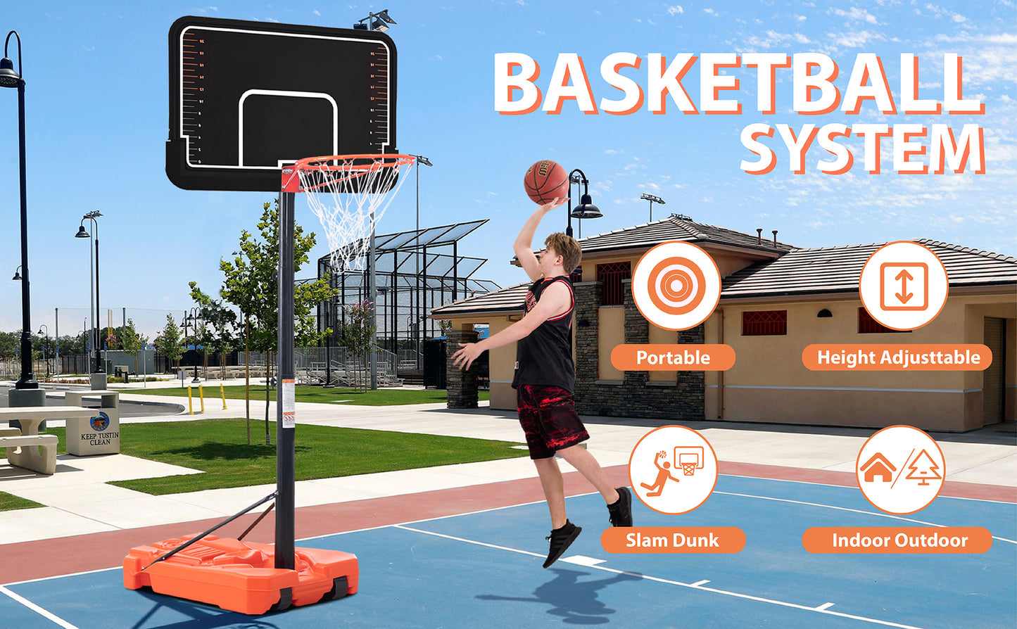 Portable Basketball Hoop & Goal with Vertical Jump Measurement, Outdoor Basketball System with 6.6-10ft Height Adjustment for Youth, Adults