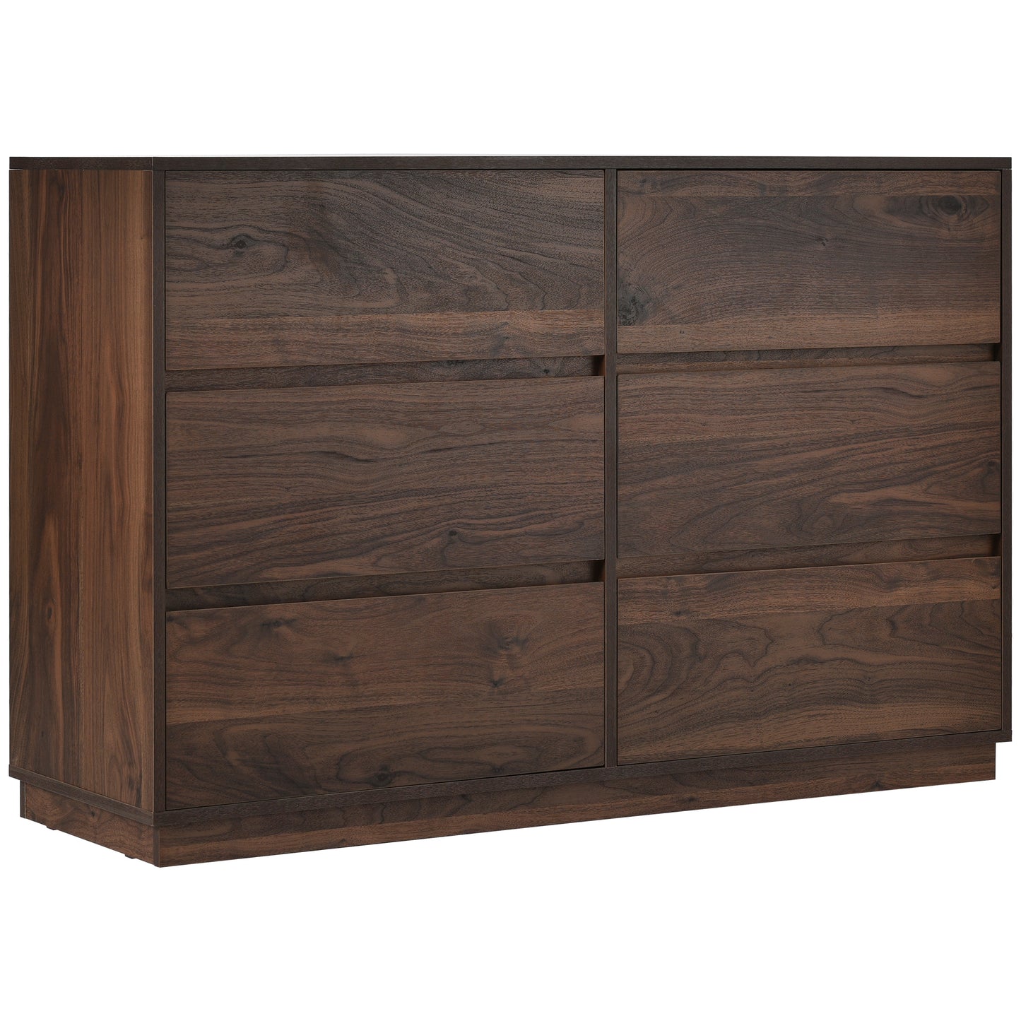 Mid-Century Modern 6 Drawers Dresser, Dark Brown