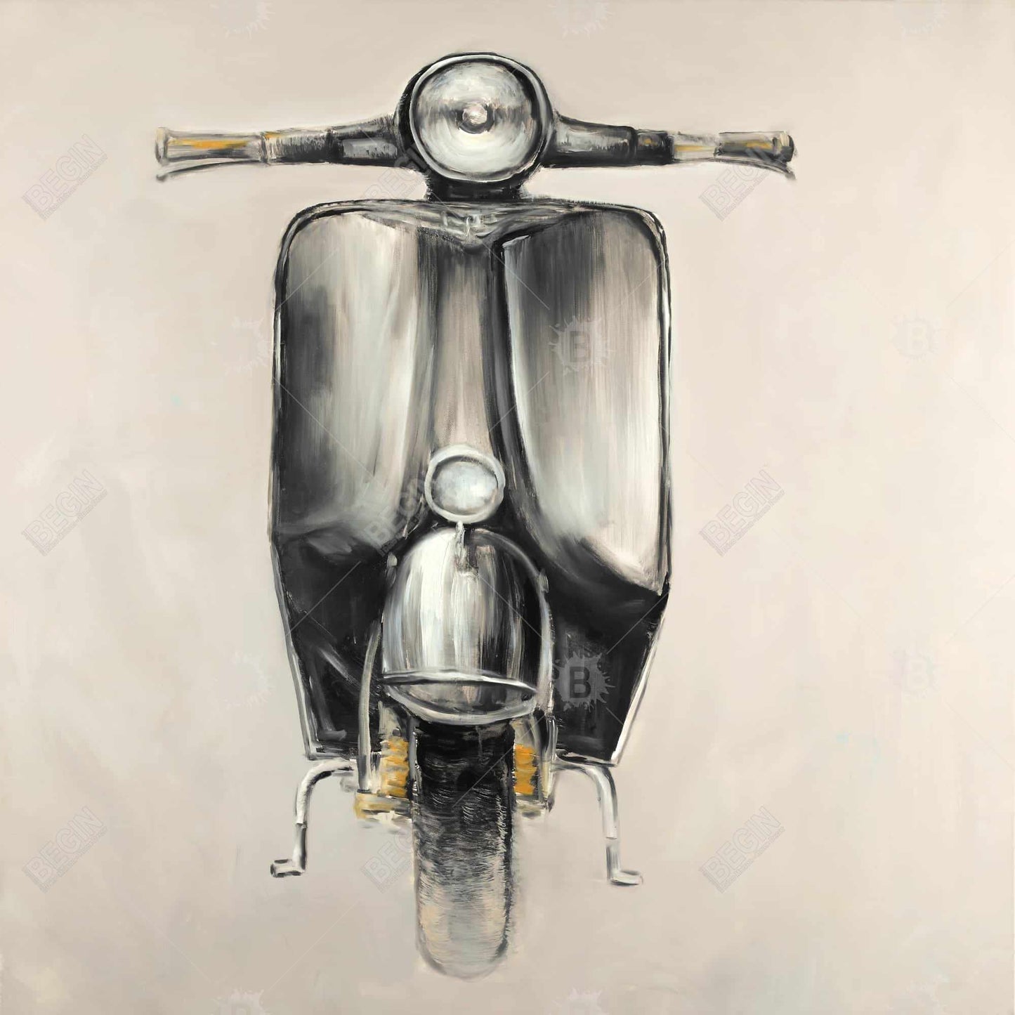 Small black moped - 32x32 Print on canvas