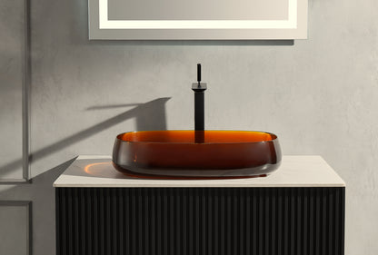 22.8''x15''  Transparent Crystal Coffee Bathtoom Vessel Basin Resin Stone Solid Surface Countertop Sink 580 x380MM