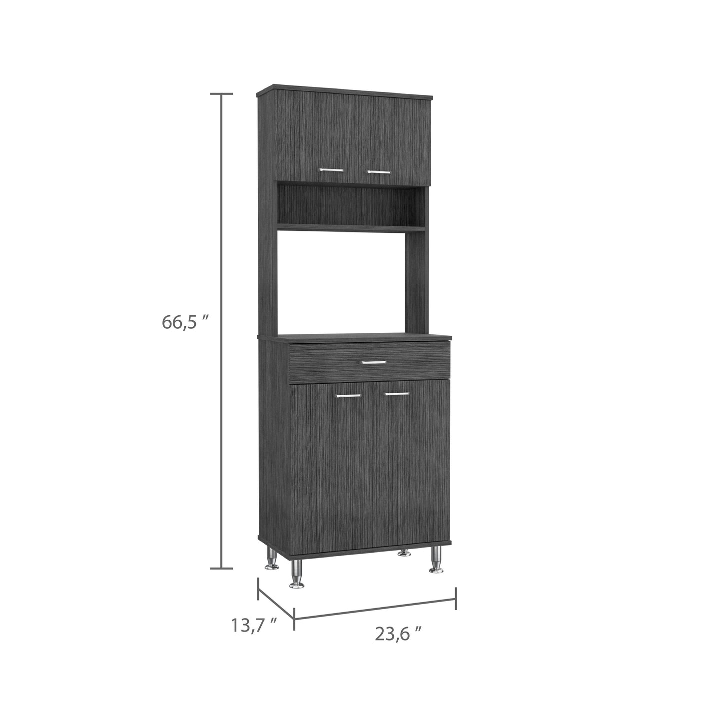 Santa Maria 1-Drawer 1-Shelf Area Pantry with Adjustable Metal Legs Smokey Oak