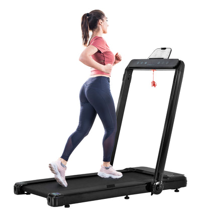 Folding Treadmill, Installation-Free Under Desk Electric Treadmill 2.5HP, with Bluetooth APP and speaker, Remote Control, Display, Walking Jogging Running Machine Fitness Equipment for Home Gym Office