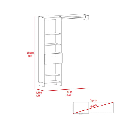 Lenox 1-Drawer 4-Shelf Closet System White