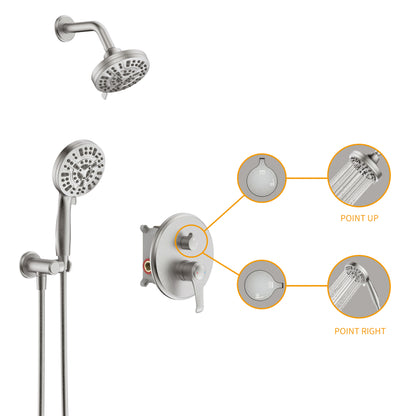 Large Amount of water Multi Function Shower Head - Shower System,  9-Function Hand Shower, Simple Style, Brushed Nickel