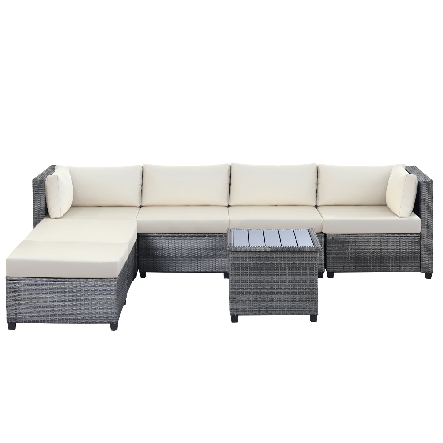 U_Style 7 Piece Rattan Sectional Seating Group with Cushions, Outdoor Ratten Sofa NEW!