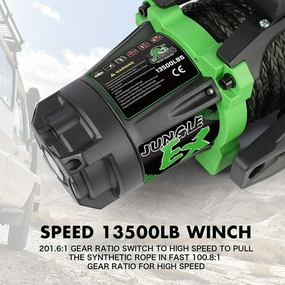 STEGODON Electric Winch 13500lb 12V Synthetic Rope Towing Truck Jeep Off-Road